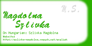 magdolna szlivka business card